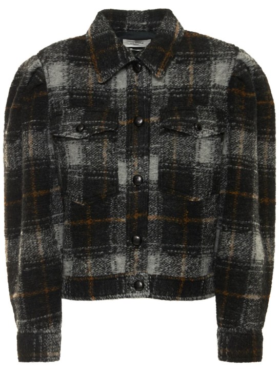 Marant Etoile: Chaqueta de lana a cuadros - Gris Oscuro - women_0 | Luisa Via Roma