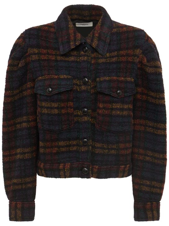 Marant Etoile: Leiko check wool blend jacket - Black/Multi - women_0 | Luisa Via Roma