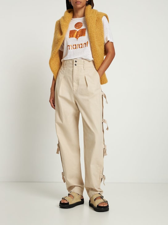 Marant Etoile: Keowina棉质直筒裤 - 象牙色 - women_1 | Luisa Via Roma