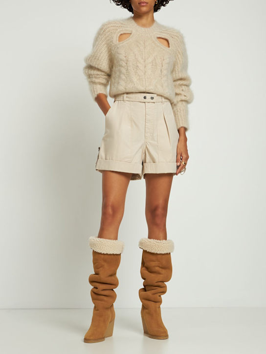 Marant Etoile: Shorts de algodón - Marfil - women_1 | Luisa Via Roma