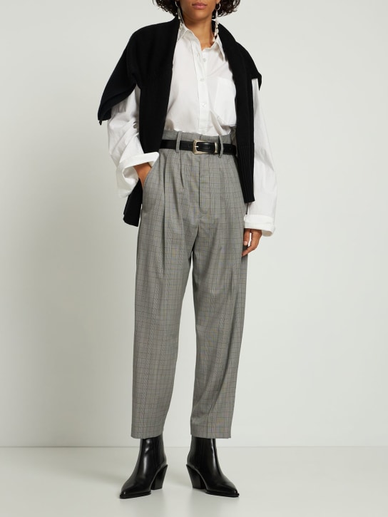 Marant Etoile: Pantalon droit en laine Ornela - Noir/Multi - women_1 | Luisa Via Roma