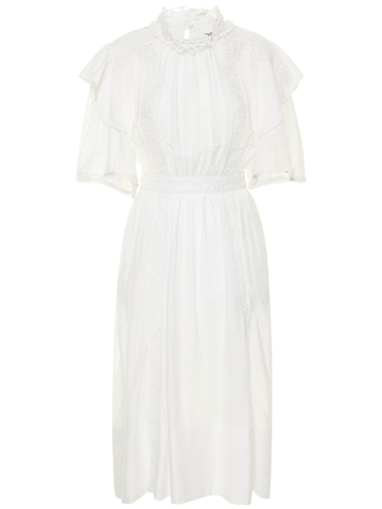 Marant Etoile: Vestido largo de algodón con bordado - Blanco - women_0 | Luisa Via Roma