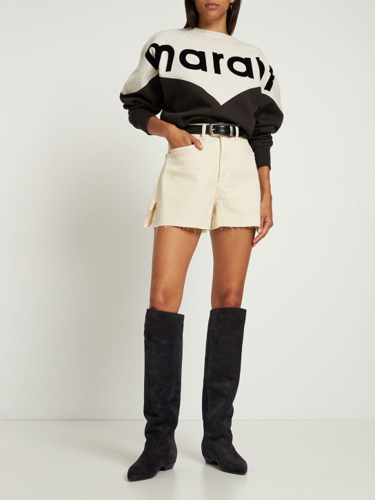 Marant Etoile: Houston logo jersey cotton sweatshirt - Siyah/Beyaz - women_1 | Luisa Via Roma