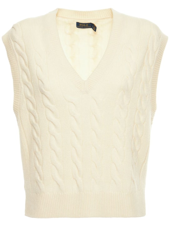 Polo Ralph Lauren: Braided wool & cashmere knit vest - women_0 | Luisa Via Roma