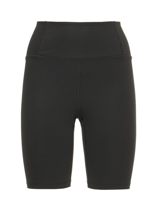 Girlfriend Collective: Rib high rise stretch tech bike shorts - Black - women_0 | Luisa Via Roma