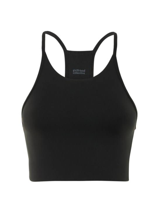 Girlfriend Collective: Top sportivo Luxe Colette in techno stretch - Nero - women_0 | Luisa Via Roma