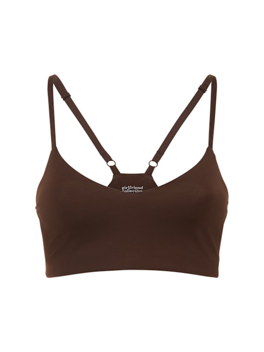 Girlfriend Collective: V领弹力科技织物运动内衣 - 棕色 - women_0 | Luisa Via Roma