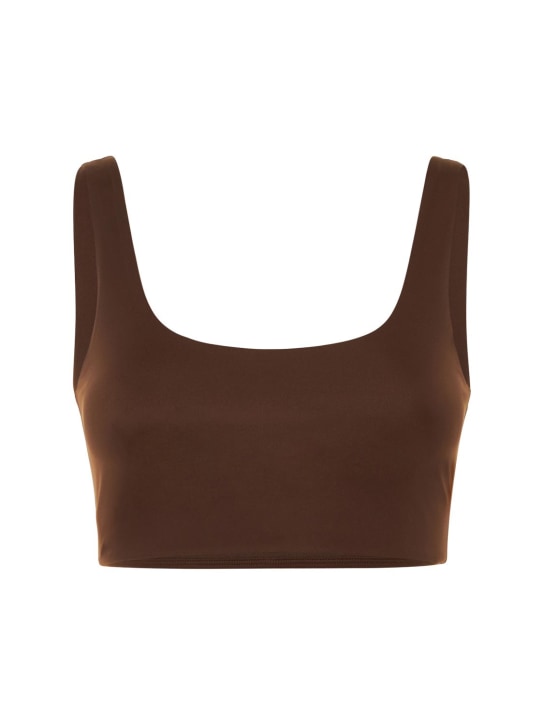 Girlfriend Collective: Scoop stretch tech bralette - Brown - women_0 | Luisa Via Roma