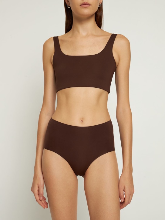 Girlfriend Collective: Scoop stretch tech bralette - Brown - women_1 | Luisa Via Roma