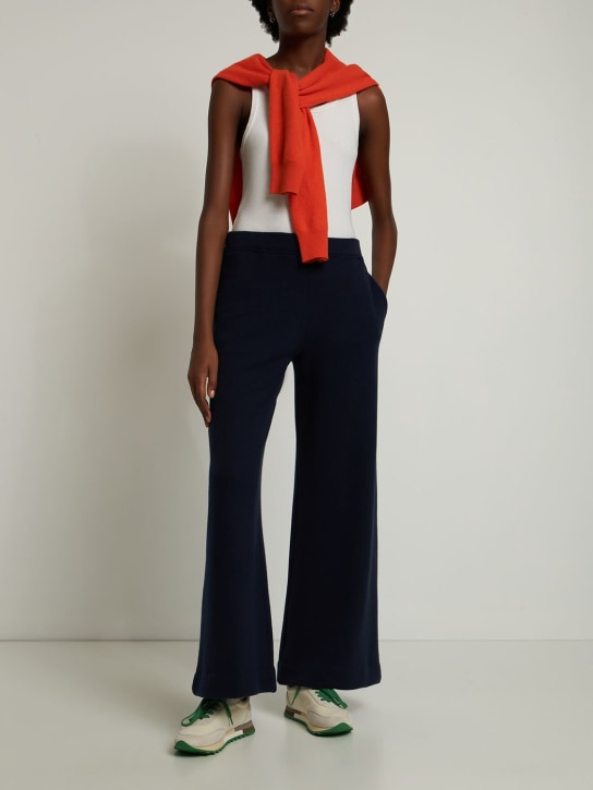 The Row: Pantalones anchos Boden de jersey de lana - Azul Marino - women_1 | Luisa Via Roma