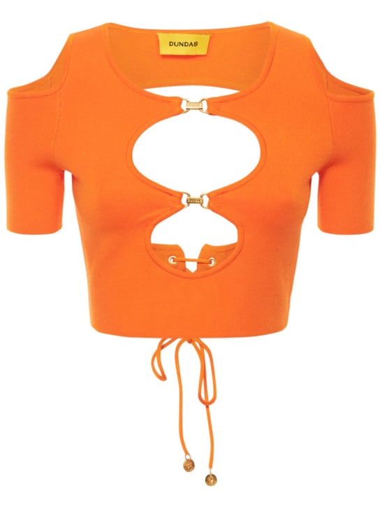 Dundas: Crop top ajouré en maille Ginger - Orange - women_0 | Luisa Via Roma