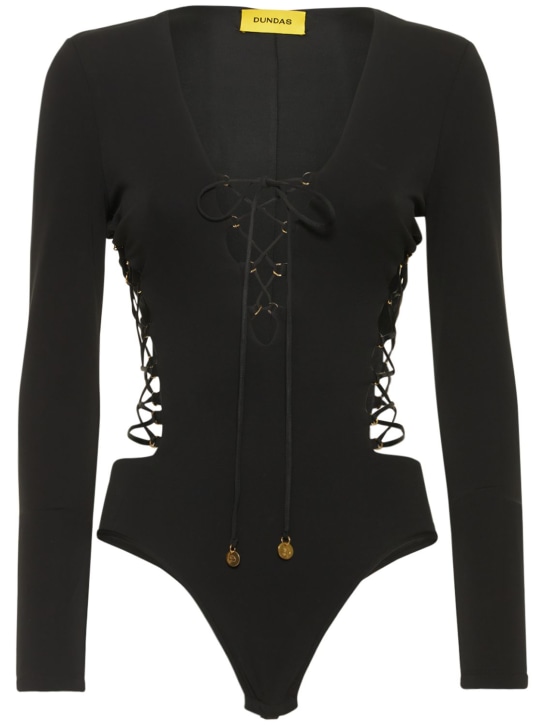 Dundas: Body cruzado de jersey stretch - Negro - women_0 | Luisa Via Roma