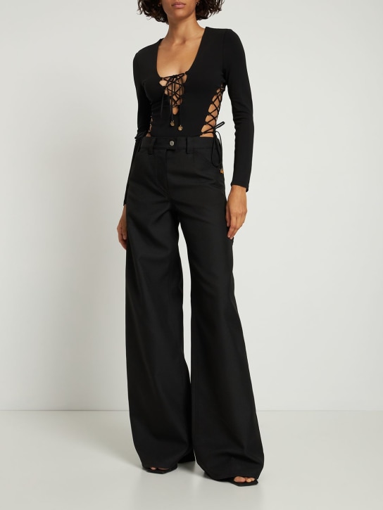 Dundas: Body cruzado de jersey stretch - Negro - women_1 | Luisa Via Roma