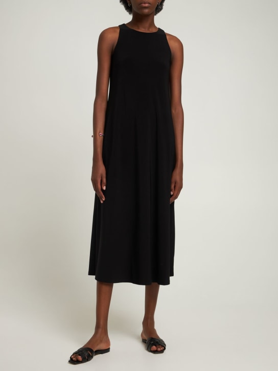 Max Mara: Lana sleeveless jersey midi dress - Black - women_1 | Luisa Via Roma