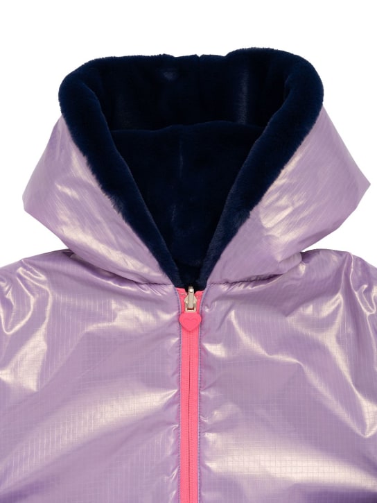 Billieblush: Reversible nylon & faux fur coat w/ logo - kids-girls_1 | Luisa Via Roma