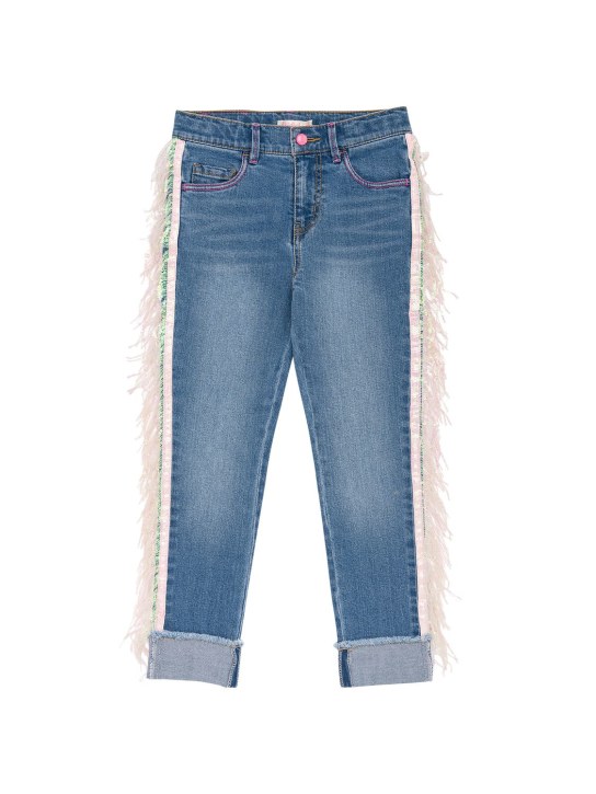 Billieblush: Cotton denim jeans w/ fringes - kids-girls_0 | Luisa Via Roma