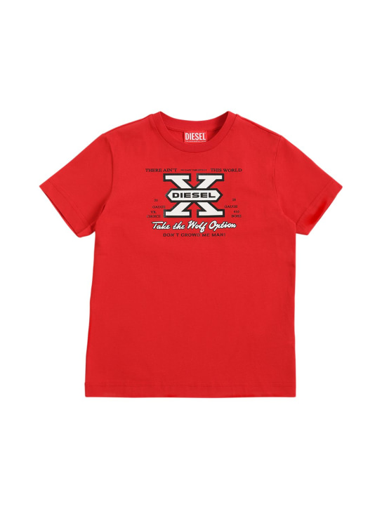 Diesel Kids: Camiseta de jersey de algodón con logo - kids-boys_0 | Luisa Via Roma