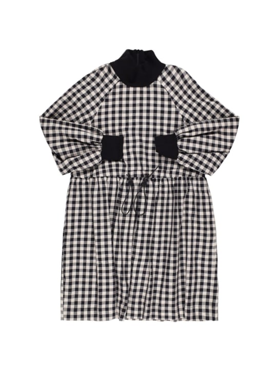 Unlabel: KLEID AUS BAUMWOLLE MIT KARODRUCK - Weiß/Schwarz - kids-girls_0 | Luisa Via Roma