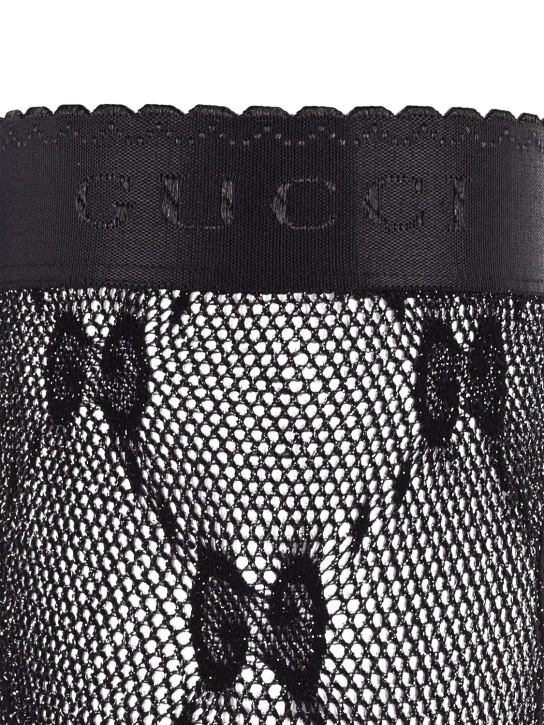 Gucci: GG网眼金银丝长筒袜 - 黑色 - women_0 | Luisa Via Roma
