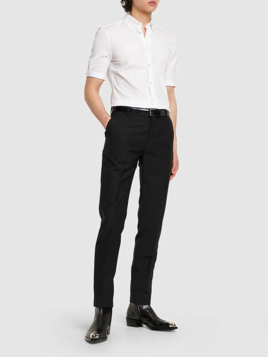 Alexander McQueen: Cotton blend short sleeve shirt - White - men_1 | Luisa Via Roma