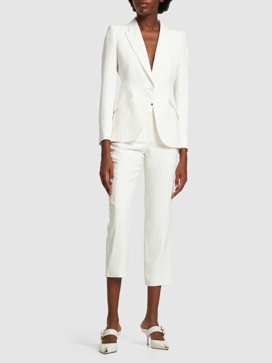 Alexander McQueen: Viscose blend high rise straight pants - Light Ivory - women_1 | Luisa Via Roma