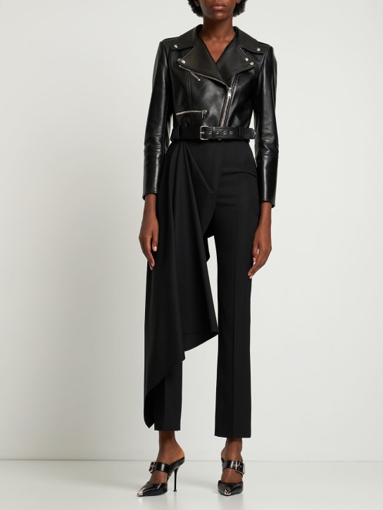 Alexander McQueen: Leather jacket - Black - women_1 | Luisa Via Roma