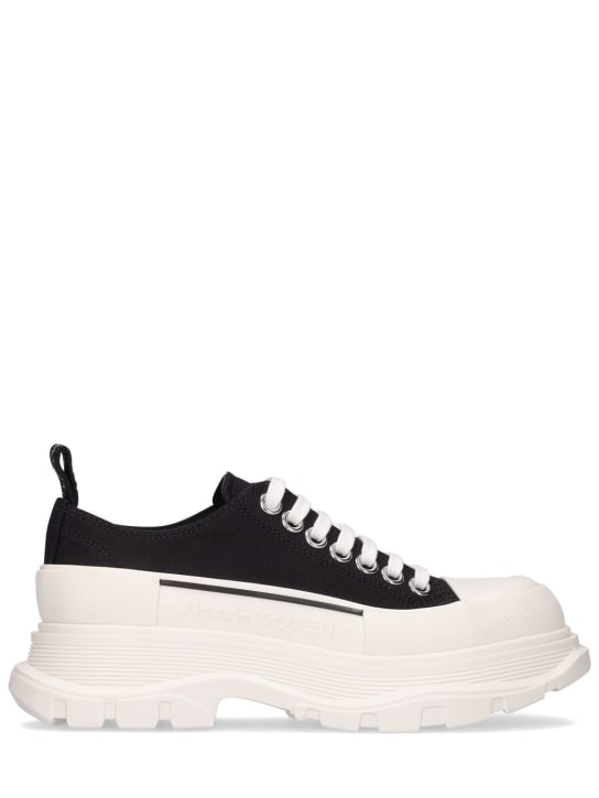 Alexander McQueen: 45mm Cotton lace-up shoes - Black/White - women_0 | Luisa Via Roma