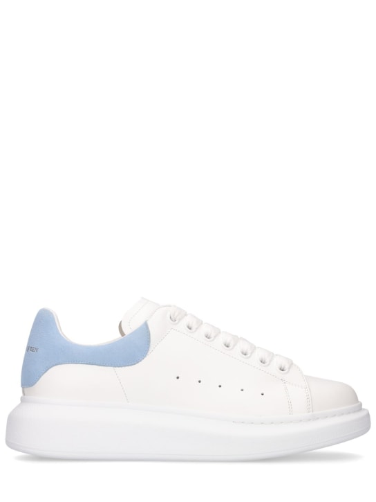 Alexander McQueen: 45mm Leather sneakers - White/Blue - women_0 | Luisa Via Roma