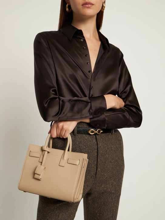 Saint Laurent: Nano Sac De Jour leather top handle bag - women_1 | Luisa Via Roma