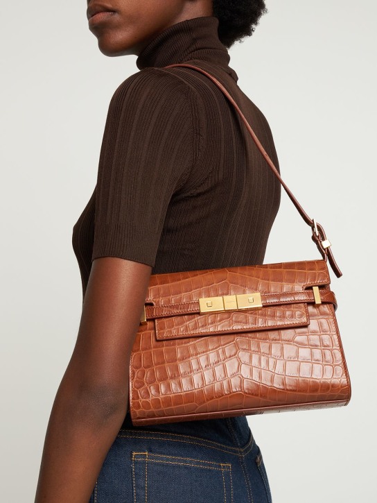 Saint Laurent: Small Manhattan leather shoulder bag - Cuir - women_1 | Luisa Via Roma