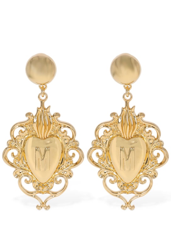 Moschino: Heart clip-on pendant earrings - women_0 | Luisa Via Roma