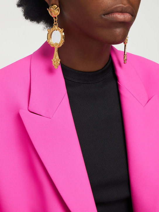 Moschino: Mirror clip-on pendant earrings - Gold - women_1 | Luisa Via Roma