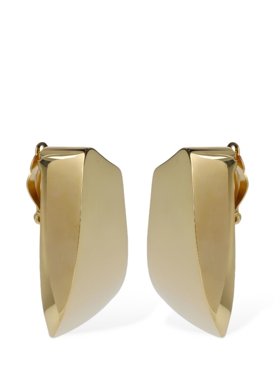 Saint Laurent: Modernist Triangle brass earrings - Gold - women_1 | Luisa Via Roma