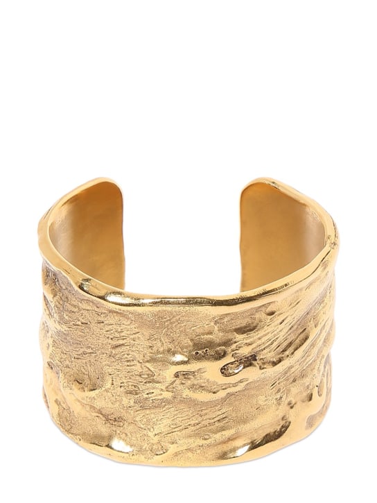 Saint Laurent: Arty texture brass bracelet - women_0 | Luisa Via Roma