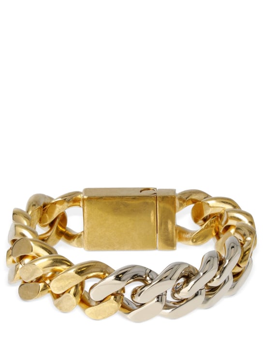 Saint Laurent: Bi color brass bracelet - Gold - women_0 | Luisa Via Roma