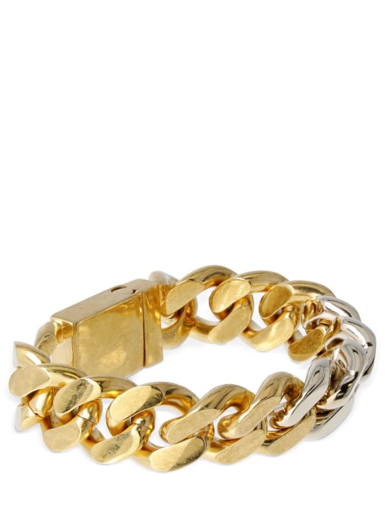 Saint Laurent: Bi color brass bracelet - Gold - women_1 | Luisa Via Roma