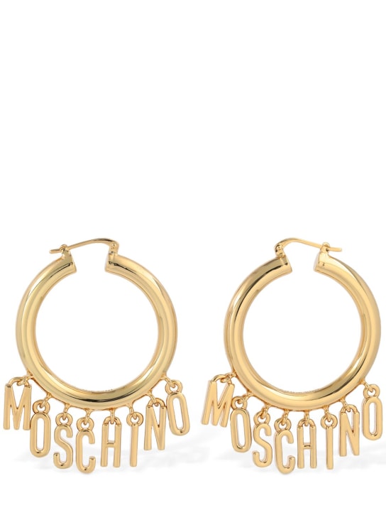 Moschino: Logo lettering charm hoop earrings - women_0 | Luisa Via Roma