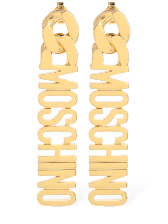 Moschino: Logo字母吊坠耳环 - 金色 - women_0 | Luisa Via Roma