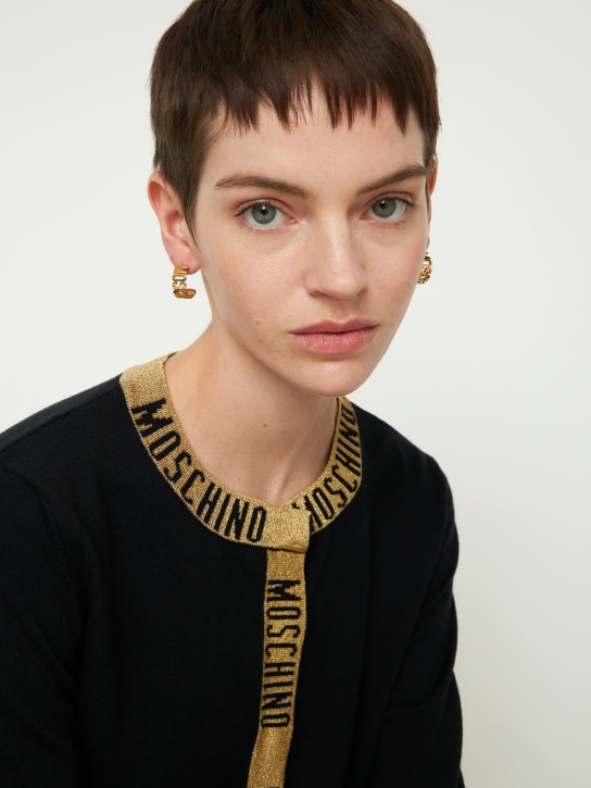 Moschino: Logo lettering hoop earrings - Gold - women_1 | Luisa Via Roma