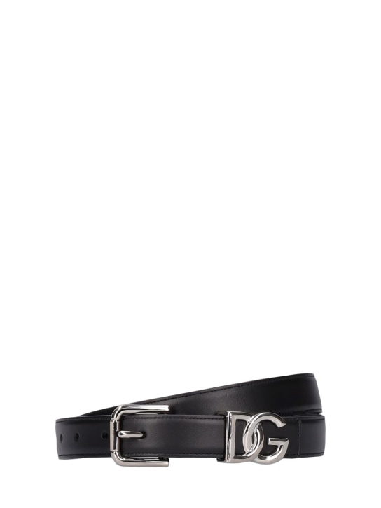 Dolce&Gabbana: Logo leather belt - men_0 | Luisa Via Roma