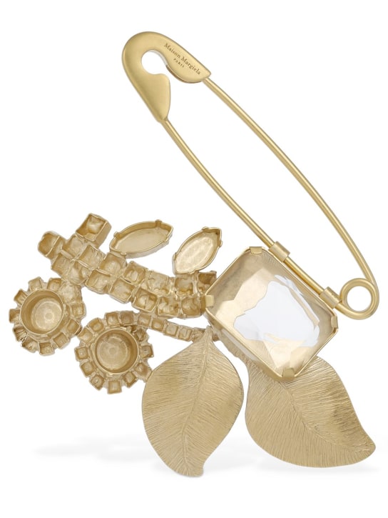 Maison Margiela: Reversible flower & leaf brooch - Gold - women_0 | Luisa Via Roma