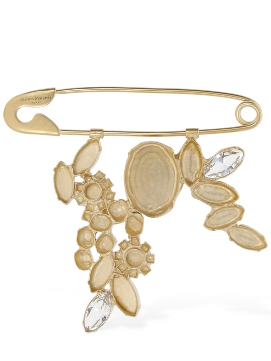 Maison Margiela: Reversible drop flowers brooch - Gold - women_0 | Luisa Via Roma