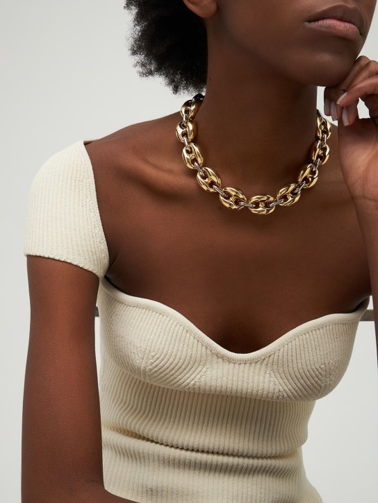 Rabanne: Eight Nano chain collar necklace - Gold/Silver - women_1 | Luisa Via Roma