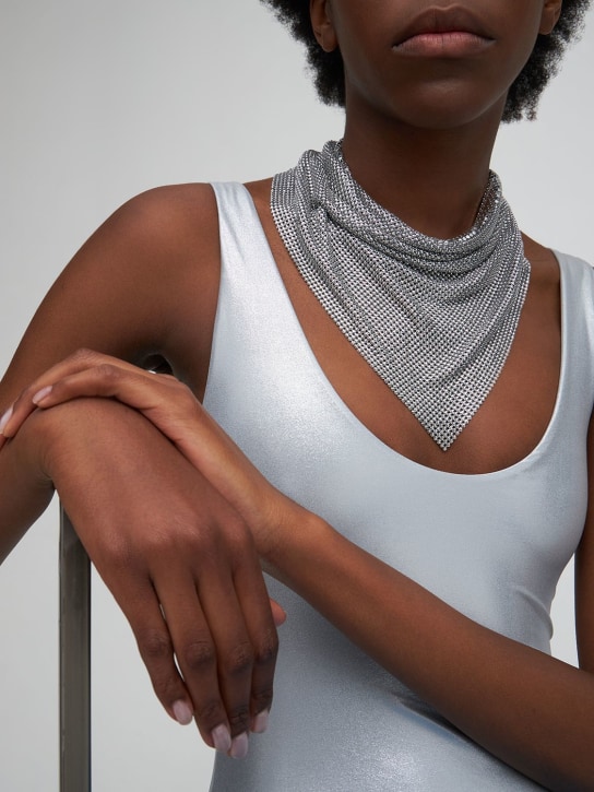 Rabanne: Pixel围巾项链 - 银色 - women_1 | Luisa Via Roma