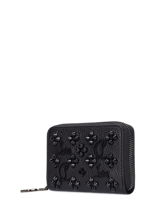 Christian Louboutin: Panettone leather zip wallet - Siyah - women_1 | Luisa Via Roma