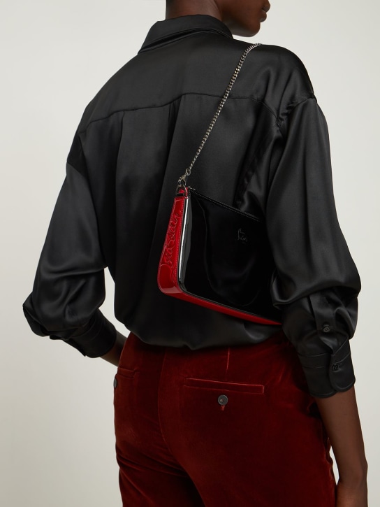 Christian Louboutin: Loubila logo patent leather clutch - Black - women_1 | Luisa Via Roma