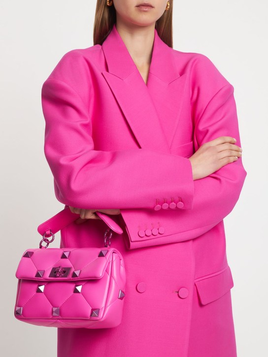 Valentino Garavani: Medium Roman Stud leather shoulder bag - Uwt Pink Pp - women_1 | Luisa Via Roma