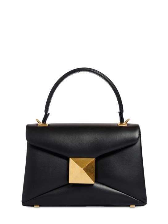 Valentino Garavani: Mini One Stud leather top handle bag - 0NO - women_0 | Luisa Via Roma