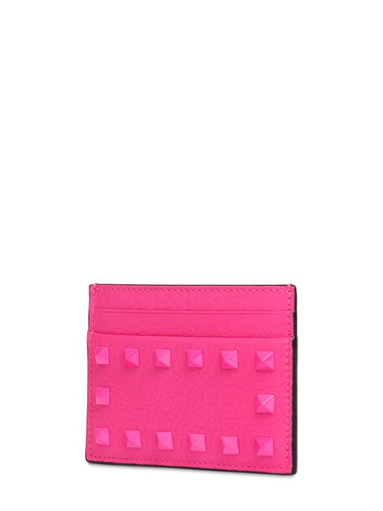 Valentino Garavani: Porte-cartes en cuir Rockstud - Uwt Pink Pp - women_1 | Luisa Via Roma