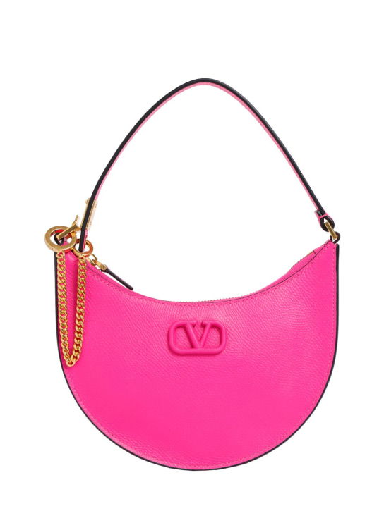 Valentino Garavani: Sac hobo mini en cuir V Logo - Uwt Pink Pp - women_0 | Luisa Via Roma